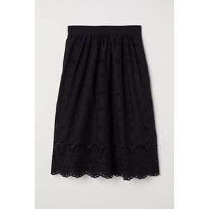 H&M skirt broderie anglaise cotton weave pleated skirt black lined size 8 new